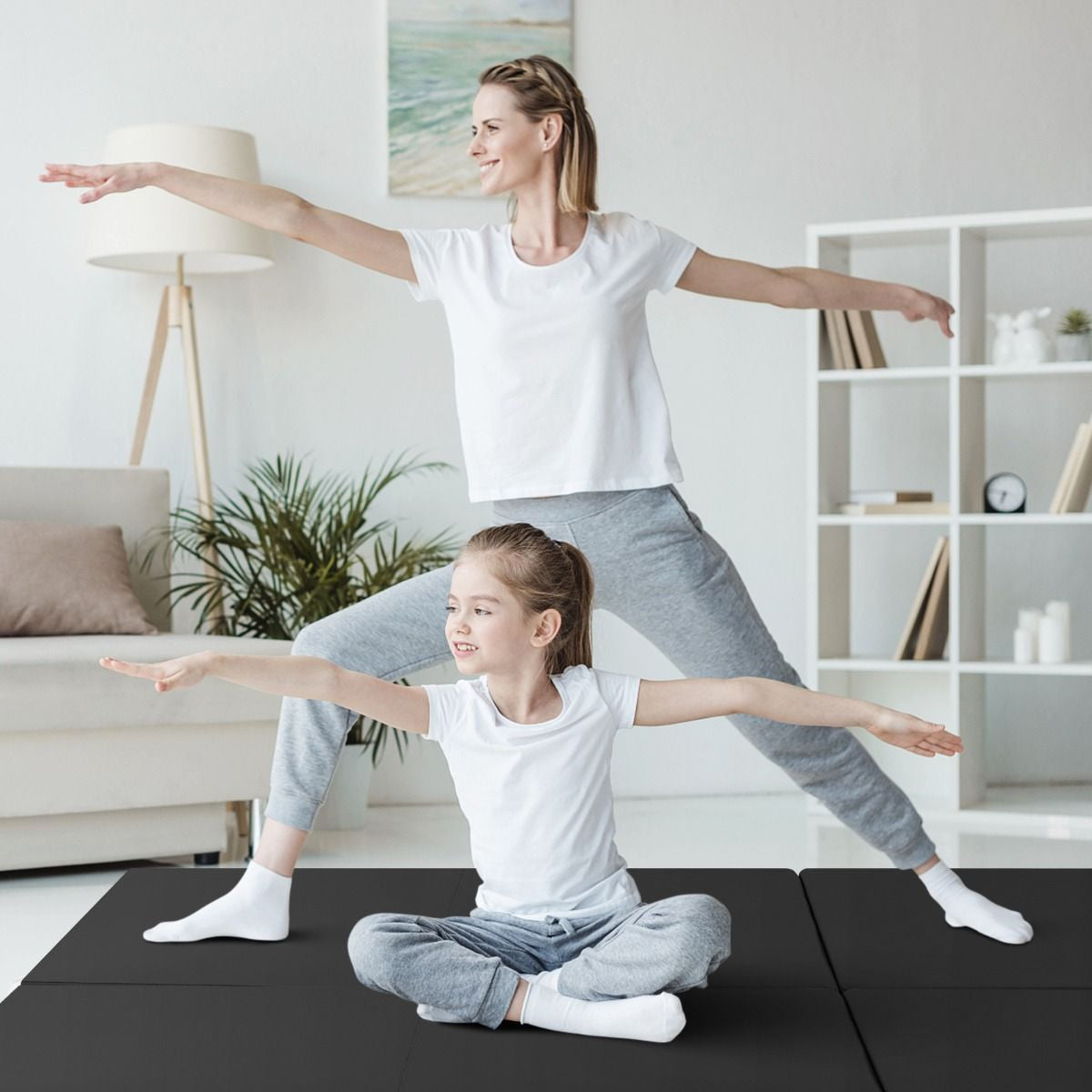 Tapis De Gymnastique Pliable En 3 Parties Antidérapant Avec 2 Poignées Tapis De Chute De Yoga 9 Couleurs Au Choix